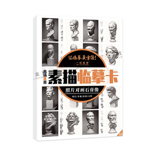 8开素描石膏像临摹卡照片对画步骤照片对应双面印刷素描临摹卡作品儿童素描画册临摹本基础美术书籍国美高考教程素描书入门教材