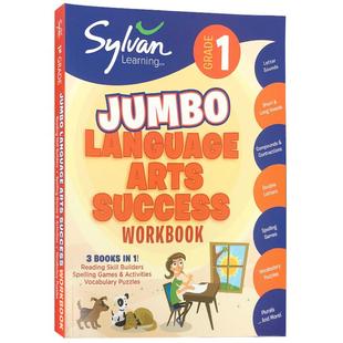 英文原版Sylvan Learning 新版 Jumbo Language Arts Success G1 三合一大厚本小学一年级儿童启蒙早教语言艺术技巧练习册教材教辅