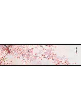 卧室装饰画床头刮花桃花图横版