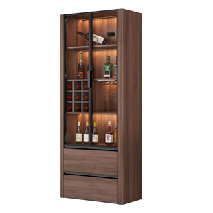 玻璃酒柜客厅靠墙储物柜小户型展示柜家用中古风餐边柜定制7S35