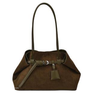 简约复古麂皮绒hobo包包2026新款通勤单肩包大容量女士手提托特包