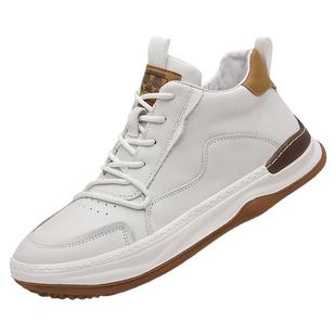 头层牛皮高帮鞋2025新款男士软底运动真皮皮鞋男款百搭透气休闲鞋