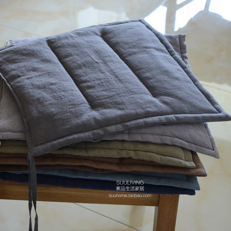 透气棉麻苎麻亚麻素色办公室防滑沙发垫屁垫坐垫凳子椅子垫座垫子