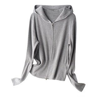 【商场同款】Smen诗萌双拉链连帽针织开衫女2025秋季新款外套上衣