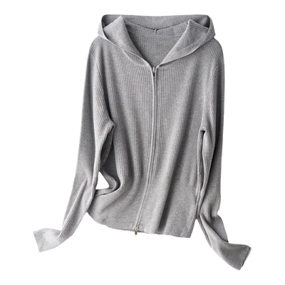 Smen诗萌双拉链连帽针织开衫