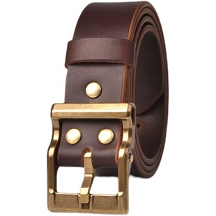 风尘第六代可拆卸男士皮带真皮植鞣革实心黄铜针扣腰带纯牛皮裤带
