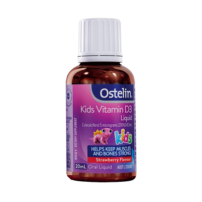 澳洲直邮Ostelin奥斯特林婴幼儿童补钙液体维生素D草莓滴剂20ml