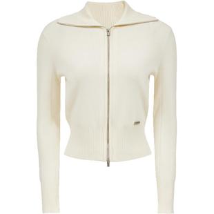 ONLY2026春季新款亲肤修身显瘦翻领双向拉链短款开衫长袖针织衫女