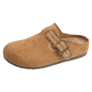 大码女鞋41到43勃肯鞋厚底复古包头半拖鞋一脚蹬外穿休闲博肯拖鞋