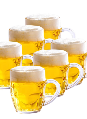 加厚玻璃带把大容量喝水啤酒杯