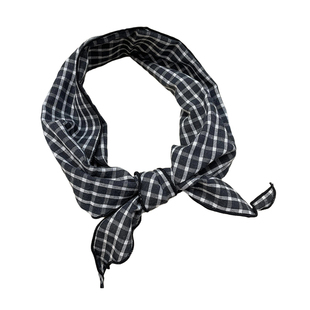 韩版黑白格子三角巾围巾男女春秋薄款棉质时尚百搭装饰小领巾丝巾