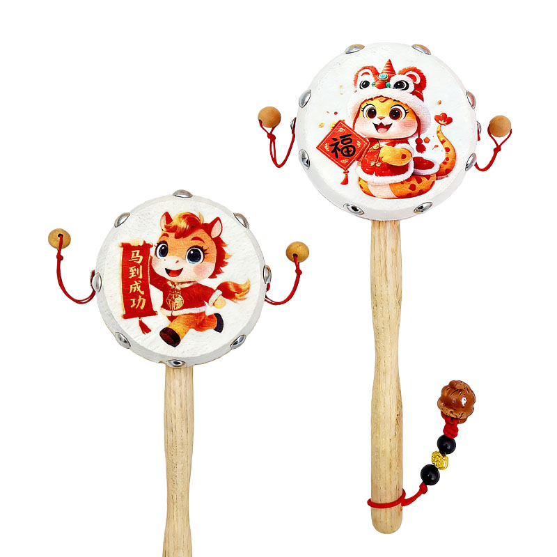 羊皮拨浪鼓可啃咬老式手工玩具