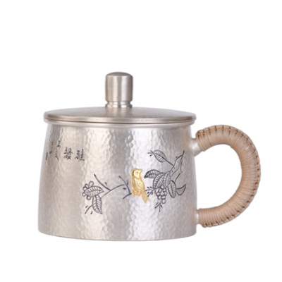 大号加厚带盖银茶缸泡茶马克杯
