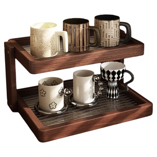实木桌面杯子收纳置物架餐桌台面杯柜茶水咖啡杯架酒杯放置展示架