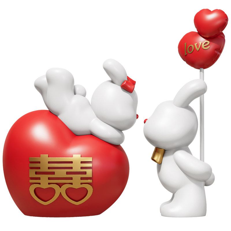 祝福卡通新婚送礼情侣兔摆件