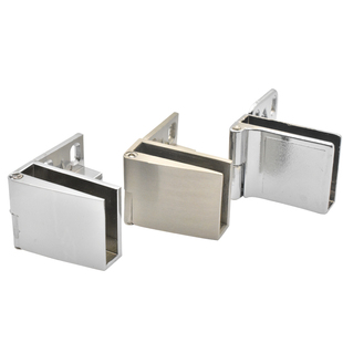 不锈钢玻璃门铰链免开孔酒柜门玻璃固定夹90度无框玻璃门专用合页