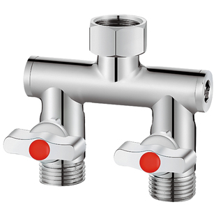 铜三通三角阀一进二出洗衣机水龙头分流器一分二接头水阀门带开关