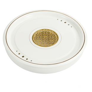 福京圆形茶盘陶瓷茶具大号干泡羊脂玉瓷茶托盘储水功夫茶器泡茶海