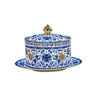 珐琅彩陶瓷燕窝炖盅中式骨瓷佛跳墙甜品盅可蜡烛加热位盅海参盅