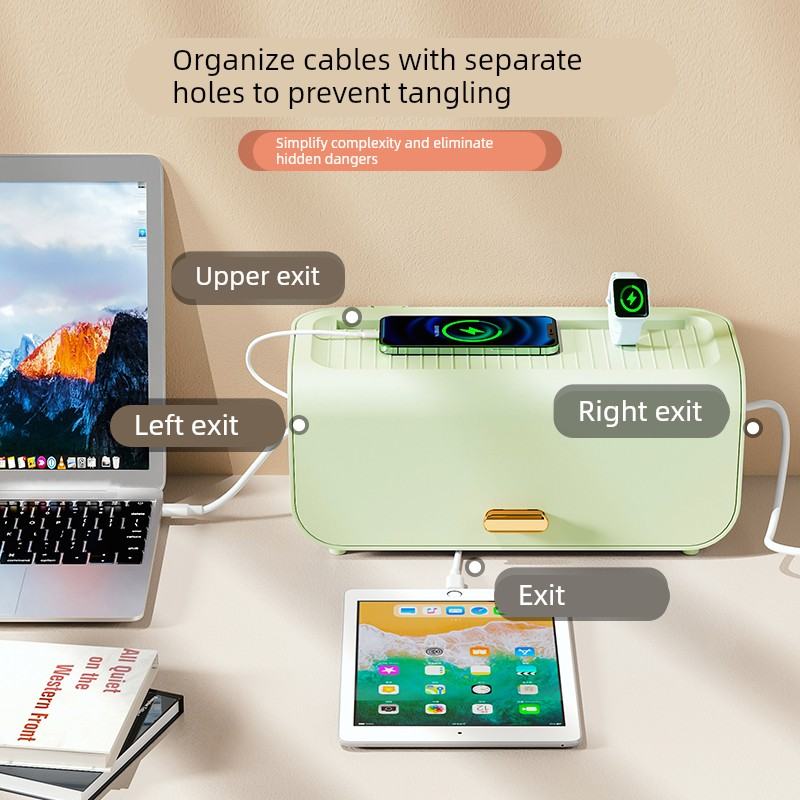 插排插座收纳整理盒插线板电源线充电器数据线集线器桌面遮挡神器