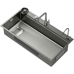卡琥U50大内径不锈钢厨房水槽家用加厚左下水大单槽菜盆8050/8550