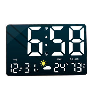 桌面电子时钟摆件摆台式万年历数字显示闹钟智能2025新款钟表挂墙
