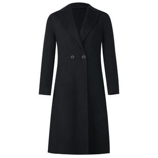 歌莉娅羊毛羊绒大衣女秋冬新款高级感英伦中长款黑色双面毛呢外套