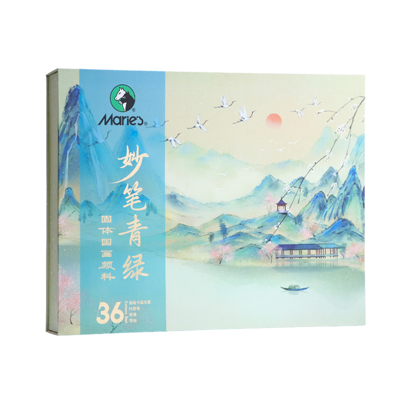 【礼盒装】马利春绛万物固体国画颜料典藏套装36色专业级水墨画专用古风墨彩工笔画材料工具套装四季江南