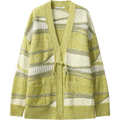 播商场同款休闲宽松针织开衫女24春秋V领毛衣外套BDR3UD3034