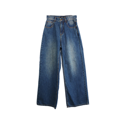 A21女装中腰阔腿牛仔长裤