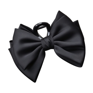 黑色蝴蝶结抓夹发饰在逃公主头发夹女后脑勺大号鲨鱼夹子头饰发卡