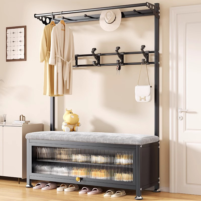 衣帽架落地立式衣架客厅门口多功能鞋架挂衣架一体放衣服晾衣架子