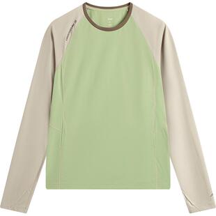 李宁户外CF溯丨长袖T恤女士圆领上衣运动衣透气针织休闲运动服
