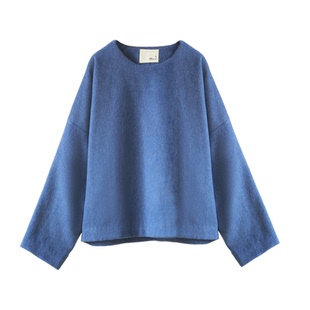 简约气质高级蓝显白宽松显瘦羊毛呢短款上衣外套原创女秋冬新品