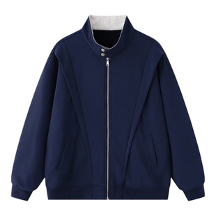 悟空有货潮牌美式解构拼接立领卫衣男女春季复古宽松情侣百搭外套