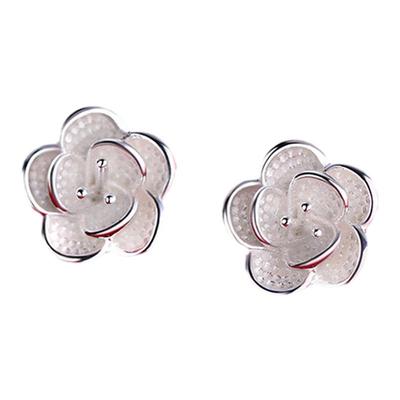 999纯银山茶花养耳洞耳钉