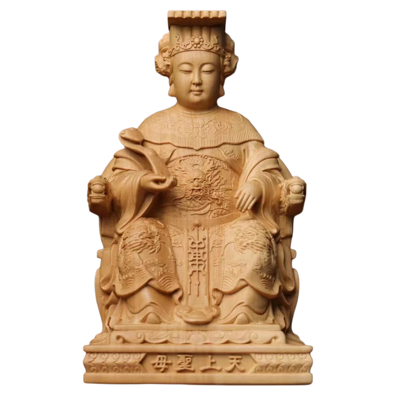 如意款妈祖木雕坐姿原木神像实木雕刻桧木供奉摆件佛像莆田湄洲岛
