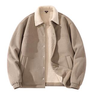 班尼路灯芯绒外套男款冬季加绒加厚保暖夹克复古巴恩风翻领上衣A