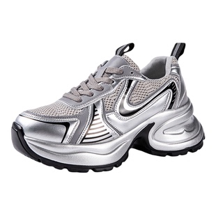 新款网面老爹鞋女内增高2026夏季透气休闲运动鞋厚底小码31 32 33