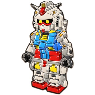 潮设会自制 乐高高达项链胸针 乐高金属徽章 高达RX78胸针ins饰品