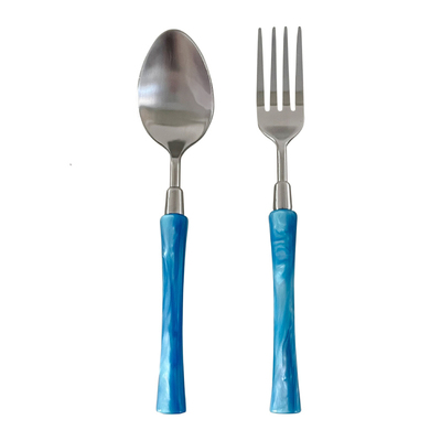 HooBin餐勺叉子冰川蓝亚克力