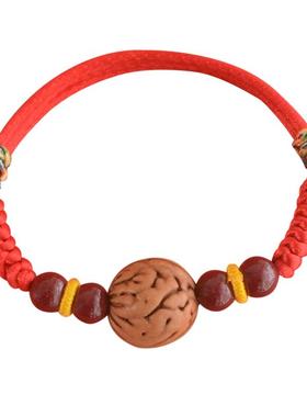 宝宝压惊安睡桃核朱砂红手绳