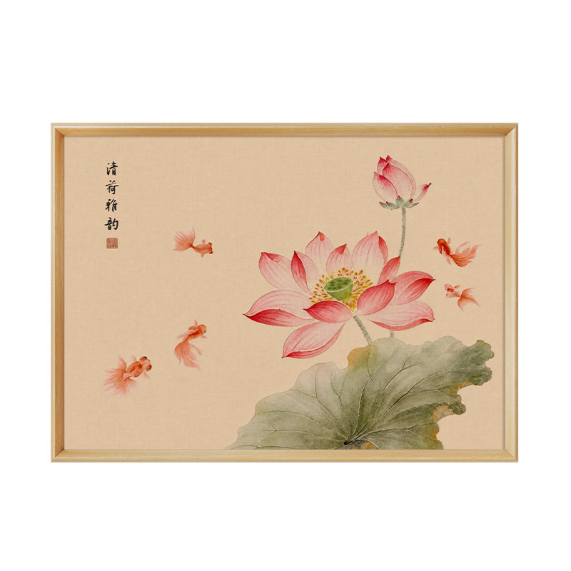 【新款7折】荷气生财电表箱挂画