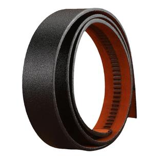 定制整张现割不带头裤腰带男士真皮纯牛皮皮带自动扣无扣棕宽3.8