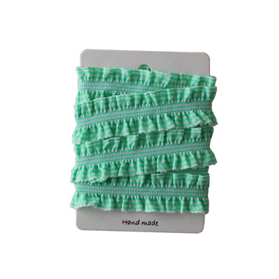 Cottontime Nancy 2.3cm 彩色弹力格子花边 褶皱织带松紧带辅料