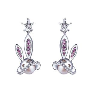 珍珠耳饰女高级感兔子耳环2024新款洋气独特耳坠纯银耳钉日常百搭