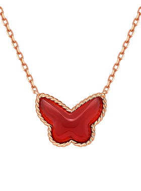 S925银白贝母女扭绳边蝴蝶