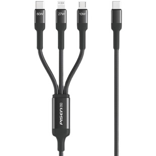 品胜typec三合一数据线tpyec一拖三C口适用苹果15华为小米充电线iPhone14安卓tpc一分三个头车载tapyc多头60W