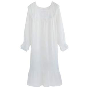 法式复古宫廷风甜美宽松睡裙纯棉甜美公主风长袖长裙睡衣女春秋冬