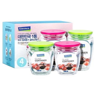 Glasslock玻璃储物罐进口密封百香果柠檬果酱酿制瓶罐带盖四件套